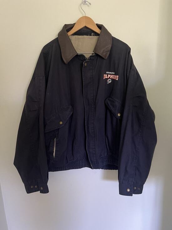 Dunbrooke Other - Vtg Dunbrooke Distinctive Images 3XL Canvas Trucker Jacket Miami Dolphins